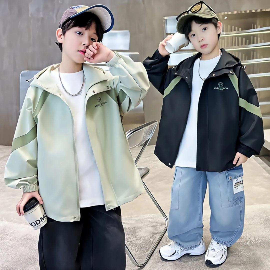 2025新款休闲风男孩洋气秋季风衣秋装新品外套春秋上衣男孩帅气