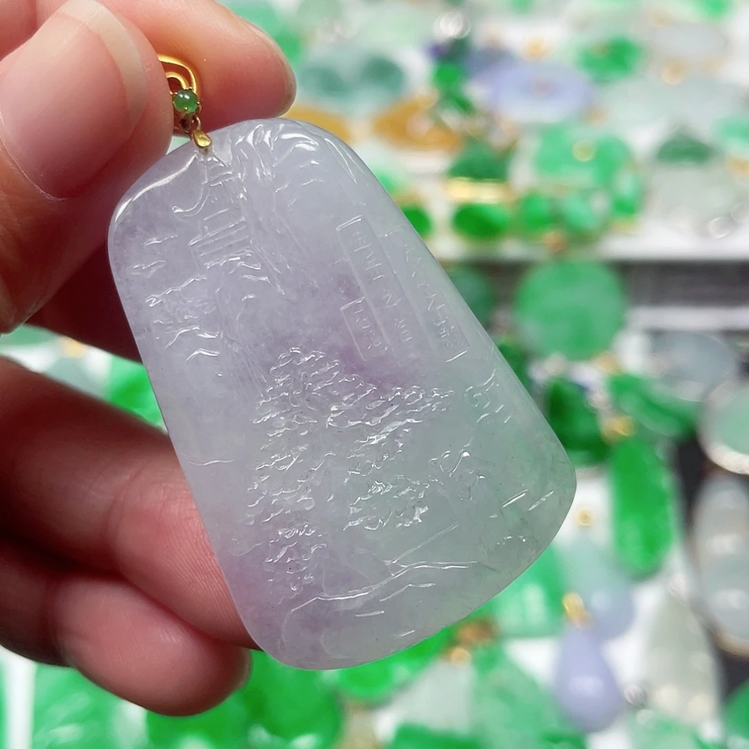 吊坠(不含链)18K金镶嵌翡翠