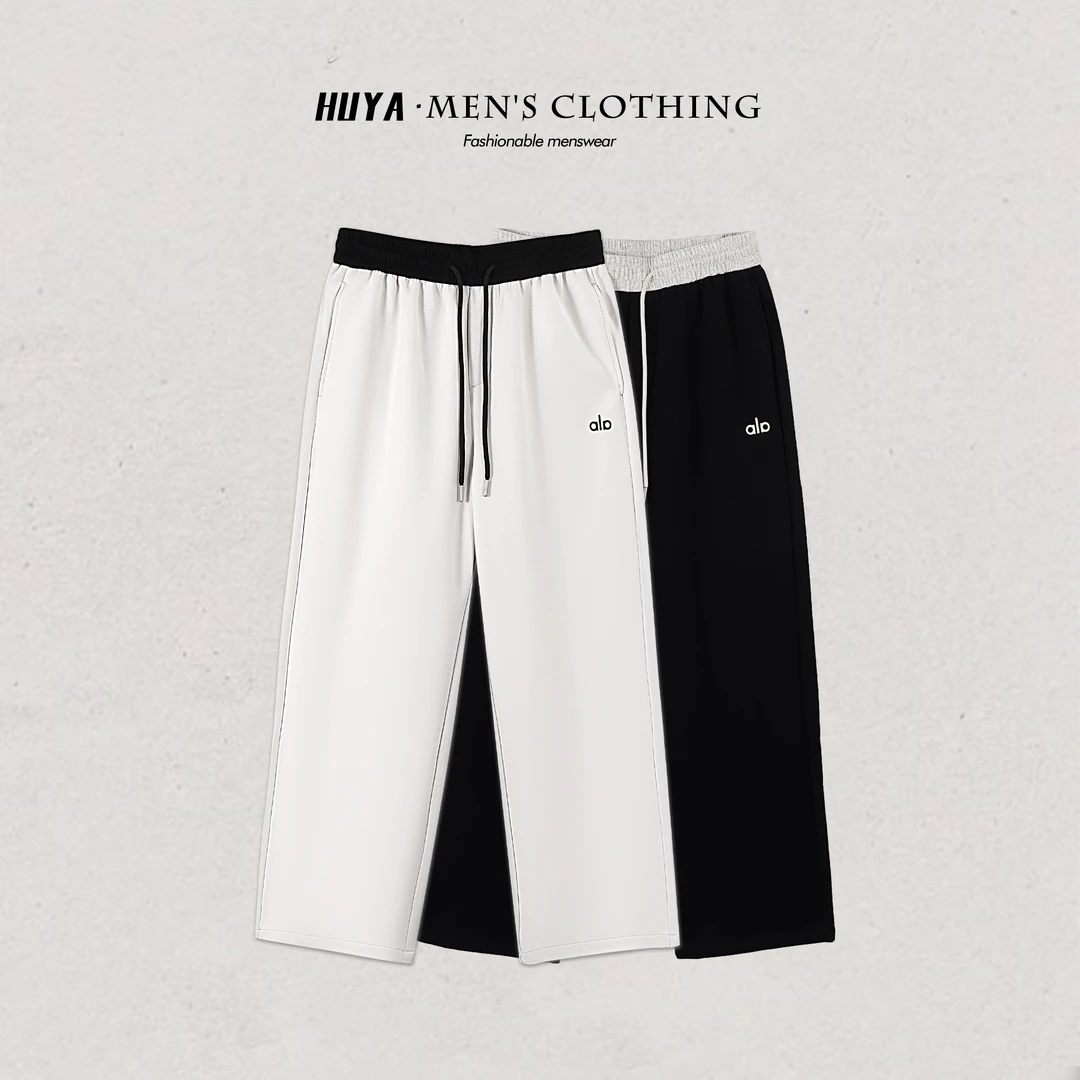 虎牙兄弟2025秋季时尚百搭撞色松紧运动透气宽松简约男裤25-6253