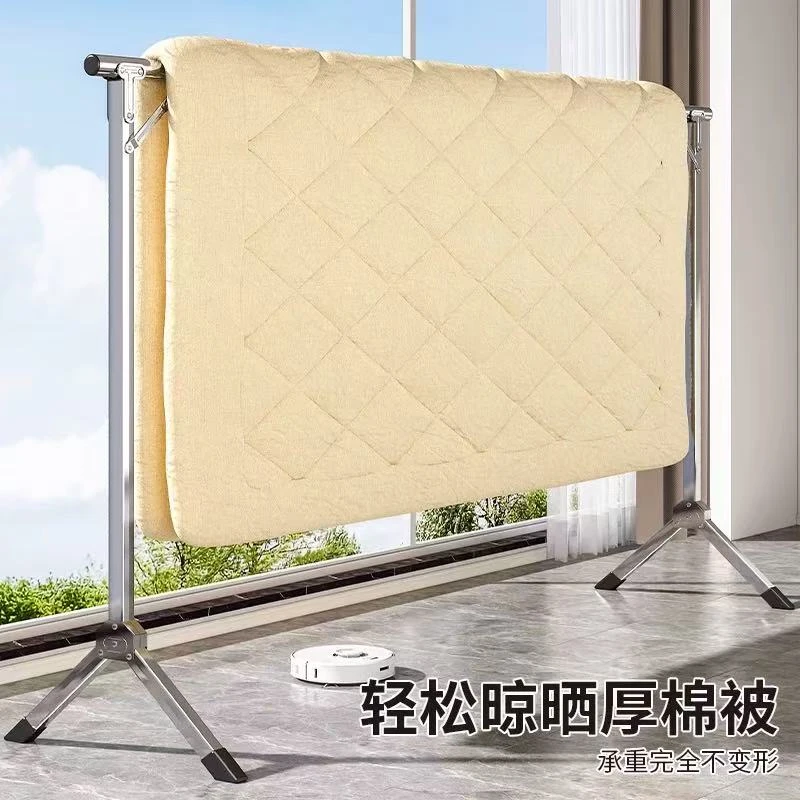 晾衣架落地式阳台专用折叠伸缩晾衣杆卧室挂衣架室内外晒衣服架子