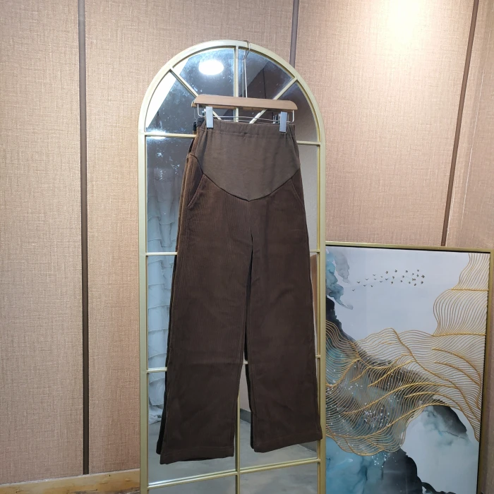 HM114孕妇棕色加绒裤子M90-120XL140