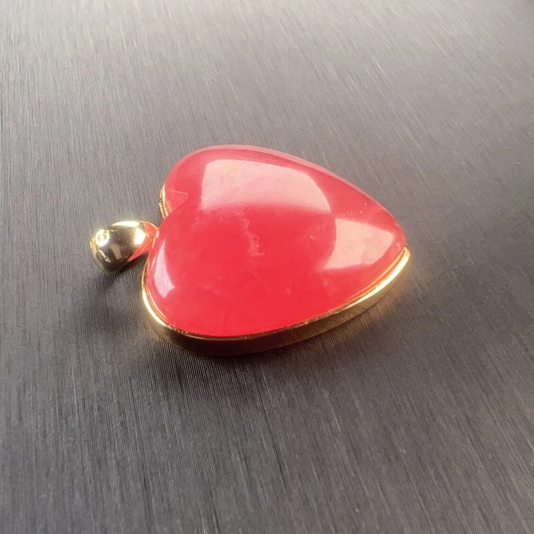 菱锰矿（红纹石）银S925镶嵌吊坠(赠链)