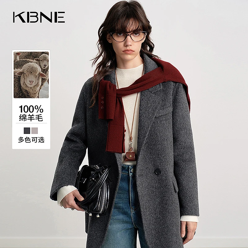 【全羊毛】KBNE羊毛呢大衣女秋冬高级感2025新款复古百搭赫本风大衣