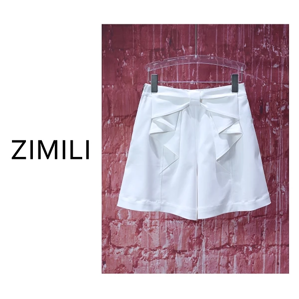 【亮哥女装】2025欧版小众月光白时尚休闲高克重A字阔腿短裤9171-H4