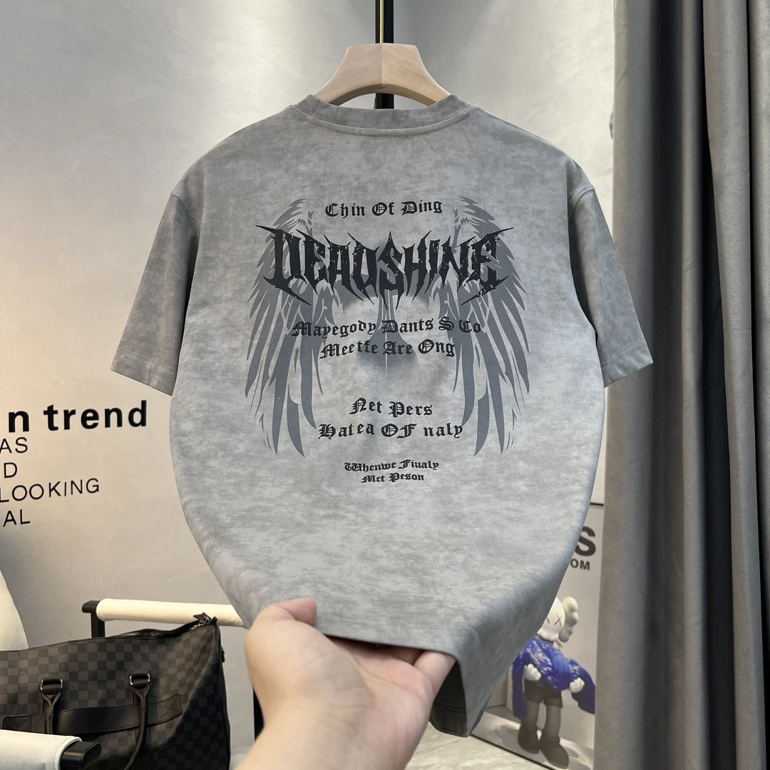 男士2025夏季扎染新款短袖男百搭时尚潮流凉感圆领休闲T恤【5585】