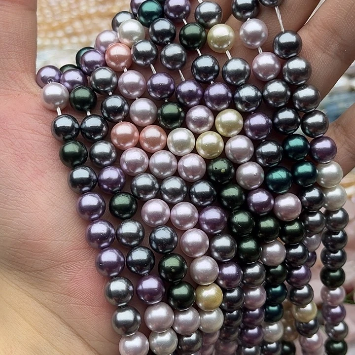 玛瑙/玉髓未镶嵌珠宝半成品2条8mm左右彩贝珠