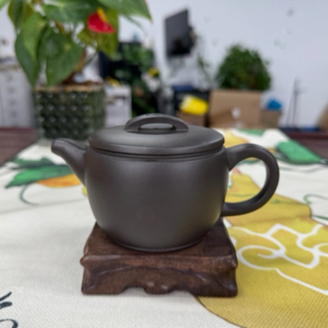 原矿紫泥汉瓦壶纯手工泡茶壶家用宜兴紫砂壶天青手制老壶竹壶柱础
