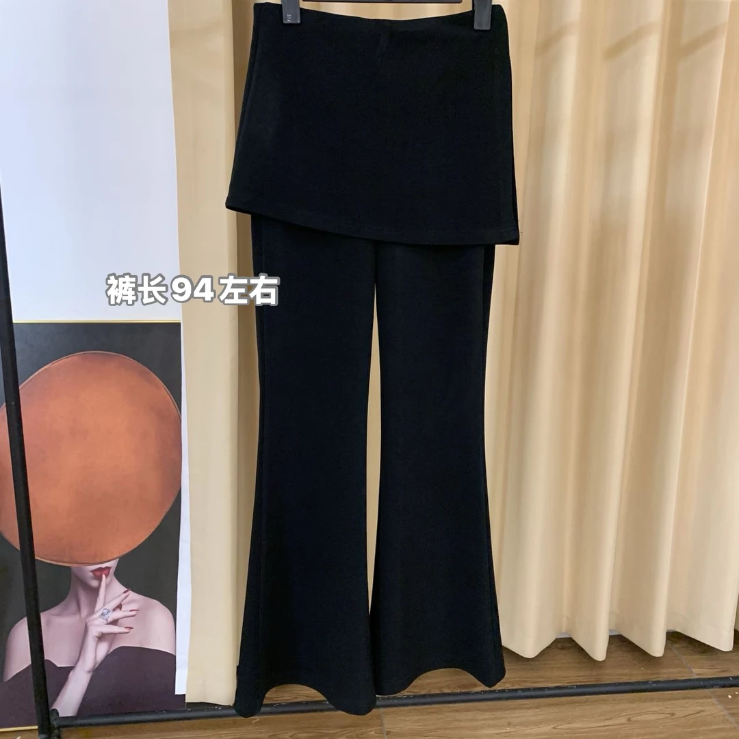 小个子黑色假两件微喇裤裙（裤长94左右）