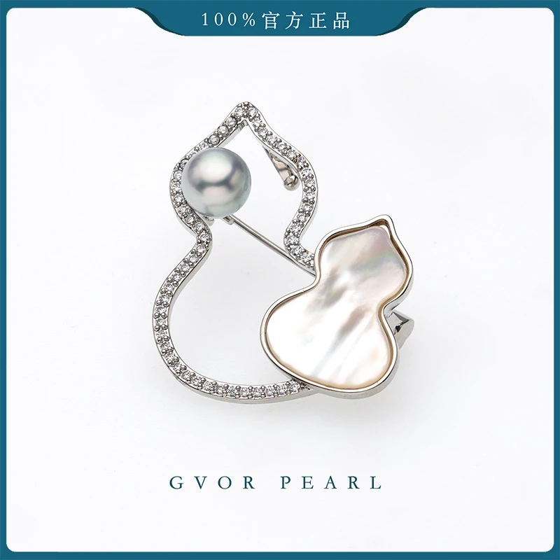 海水akoya灰珍珠胸针8-9mm C1281