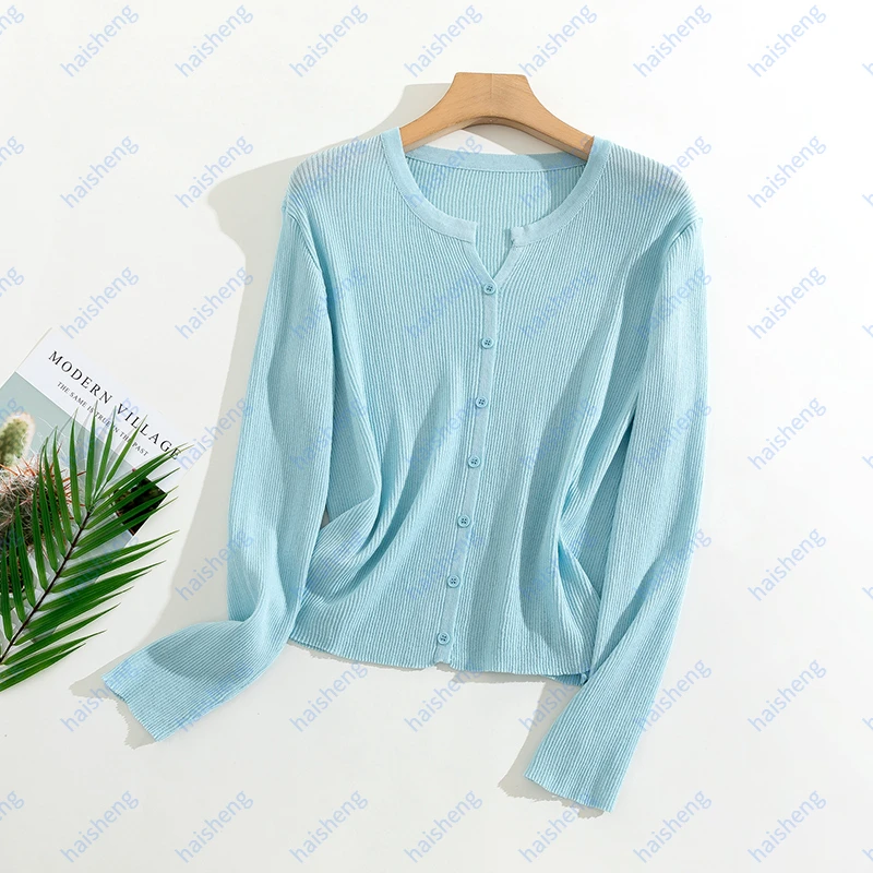 新款女装夏季防晒薄款真丝针织开衫显瘦气质短款上衣时尚百搭长袖