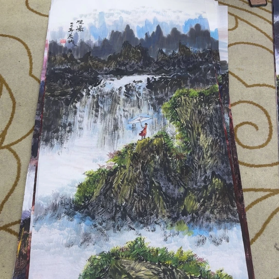 国画崔广成四尺童
