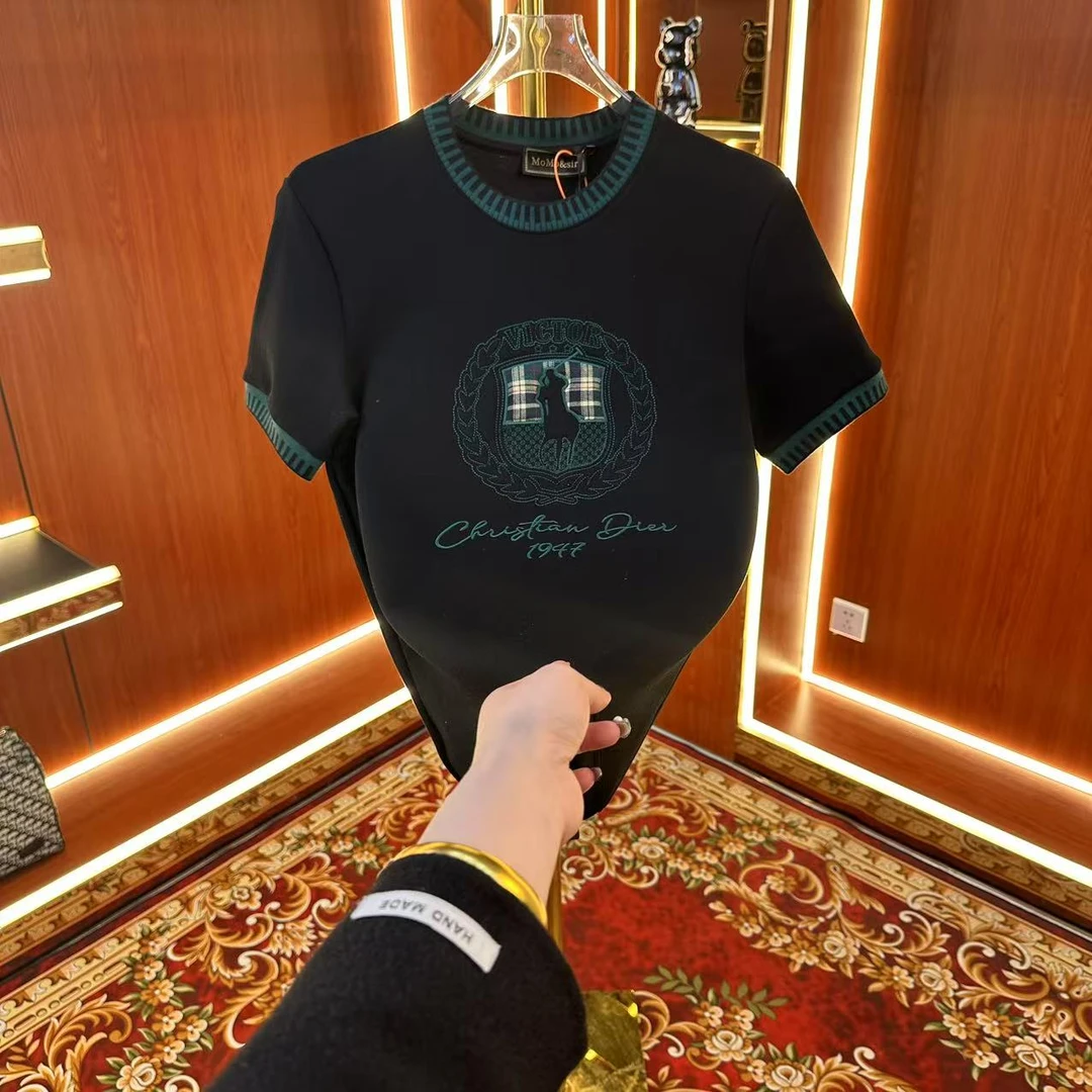 【CCS】2025夏季新款圓領男士輕奢半袖修身設計師刺繡T恤款9206款01