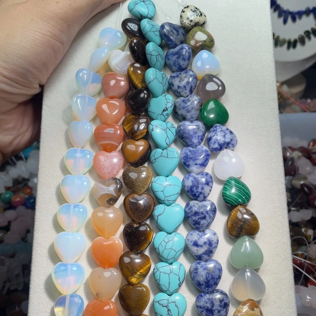石英质玉，爱心16mm12颗，下单备注数字，未镶嵌