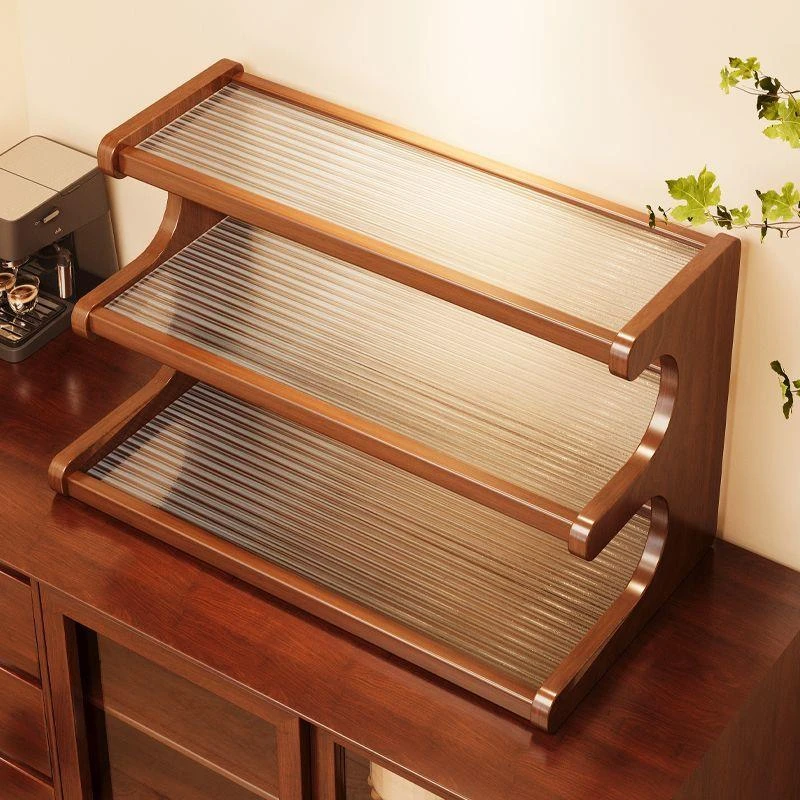 桌面杯子收纳置物架办公室桌上整理餐桌台面多层水杯小型摆放架子