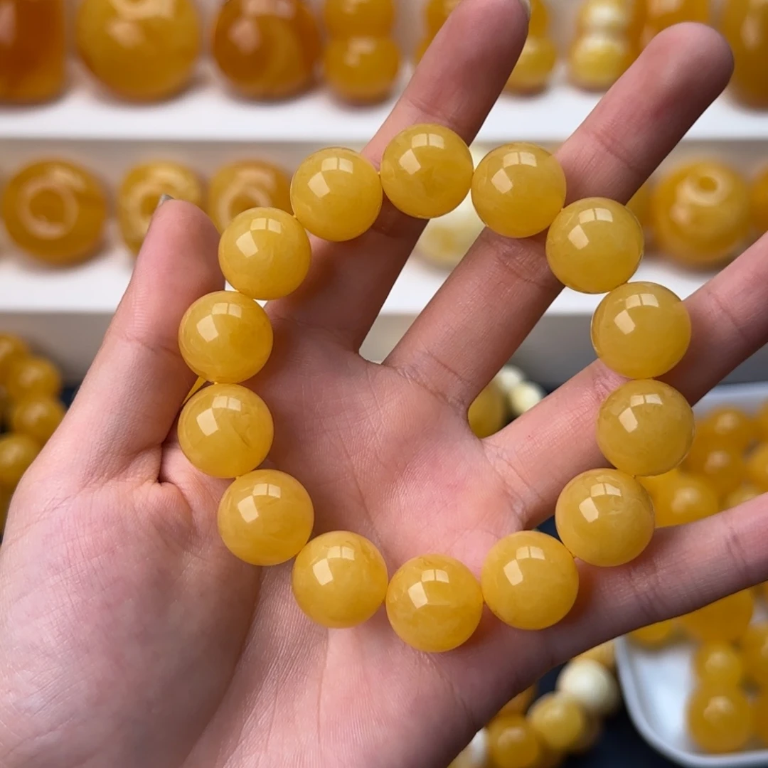 琥珀未镶嵌颈饰同料圆珠