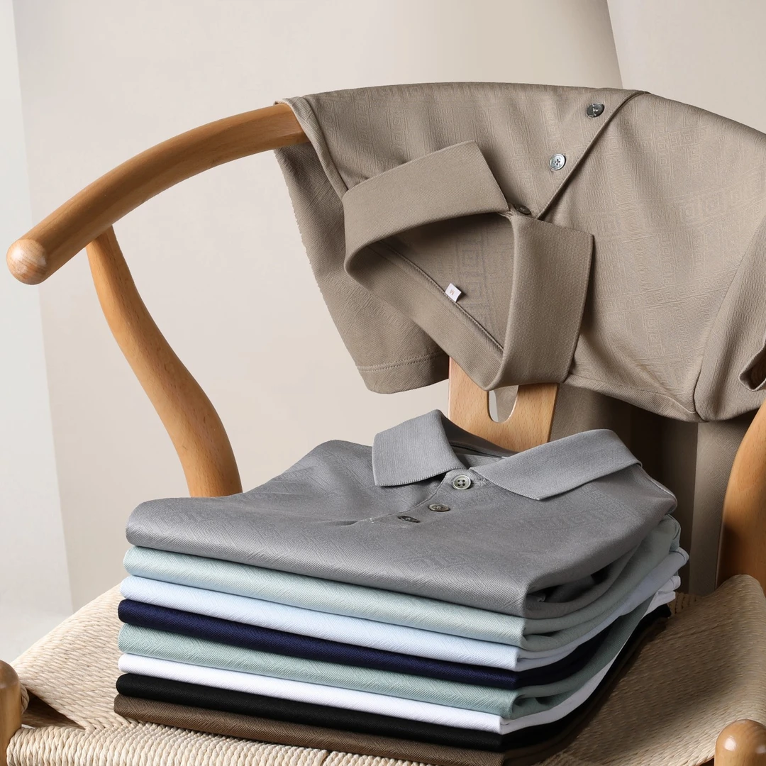 BIAOKINGPAUL/镖王保罗丝光棉男士短袖透气商务休闲翻领POLO衫