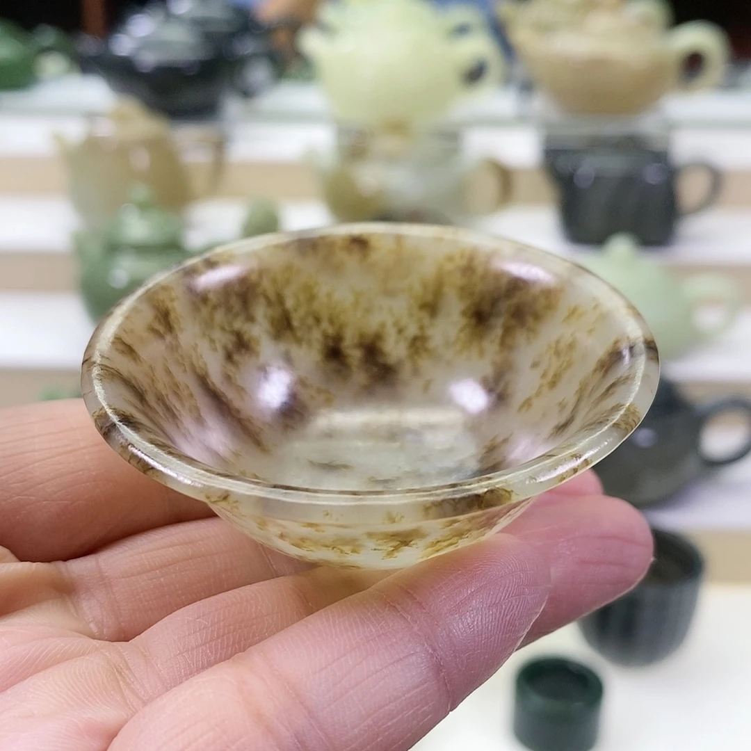和田玉未镶嵌挂件茶杯30m l