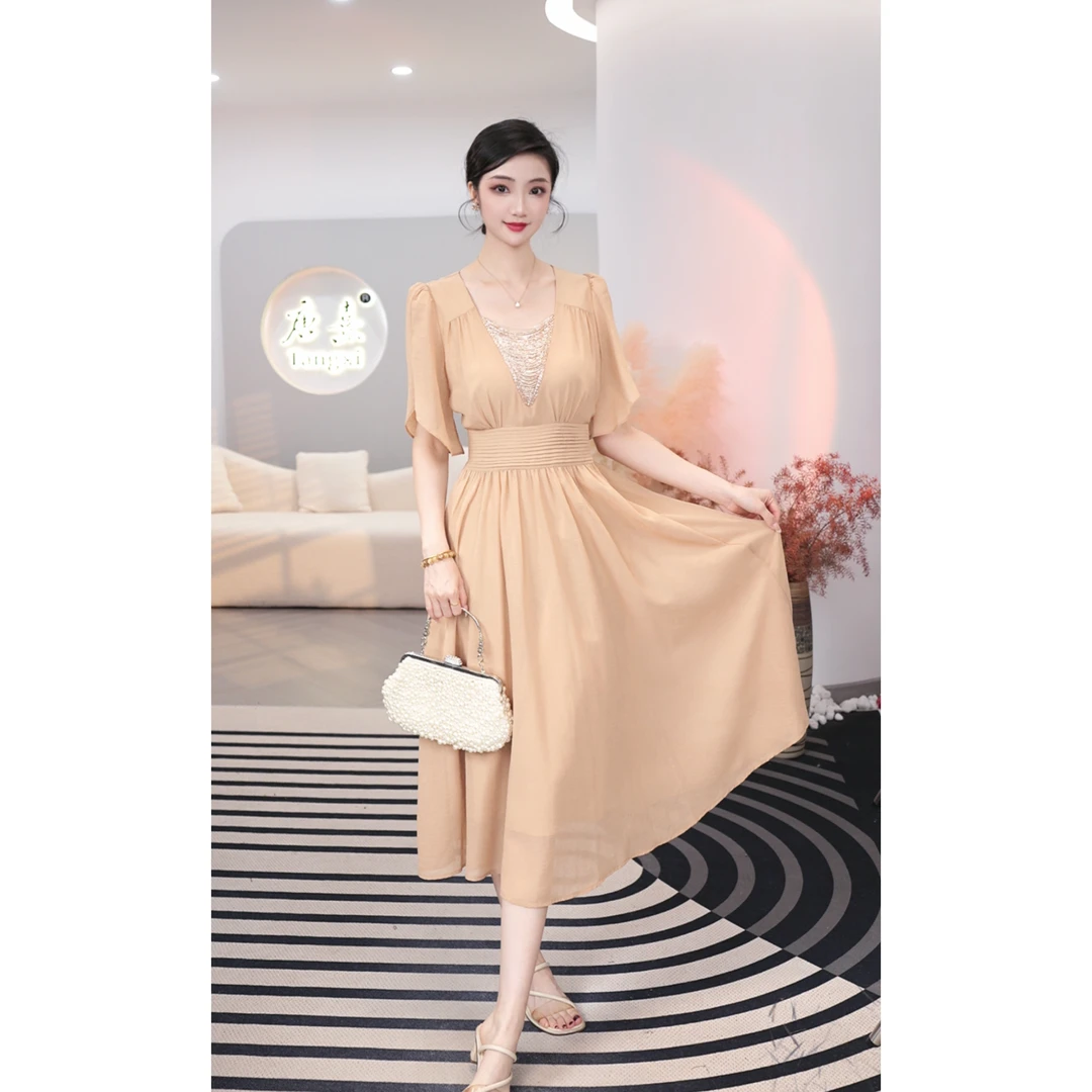 2025年夏季新款【LT-1136】轻奢法式设计感小众气质优雅连衣裙
