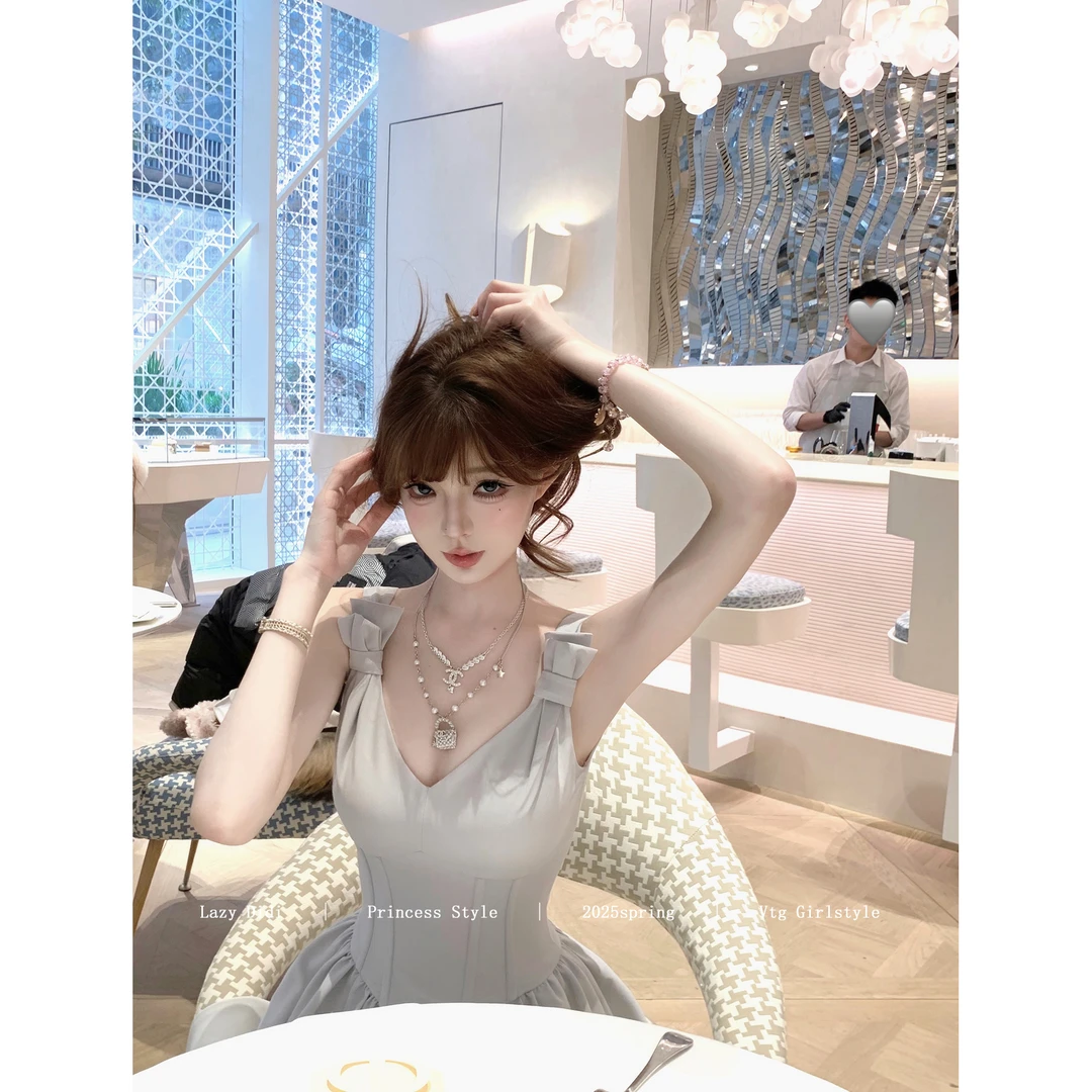 Lazy Didi伯爵可丽 优雅经典版鱼骨长裙气质千金感礼服吊带连衣裙