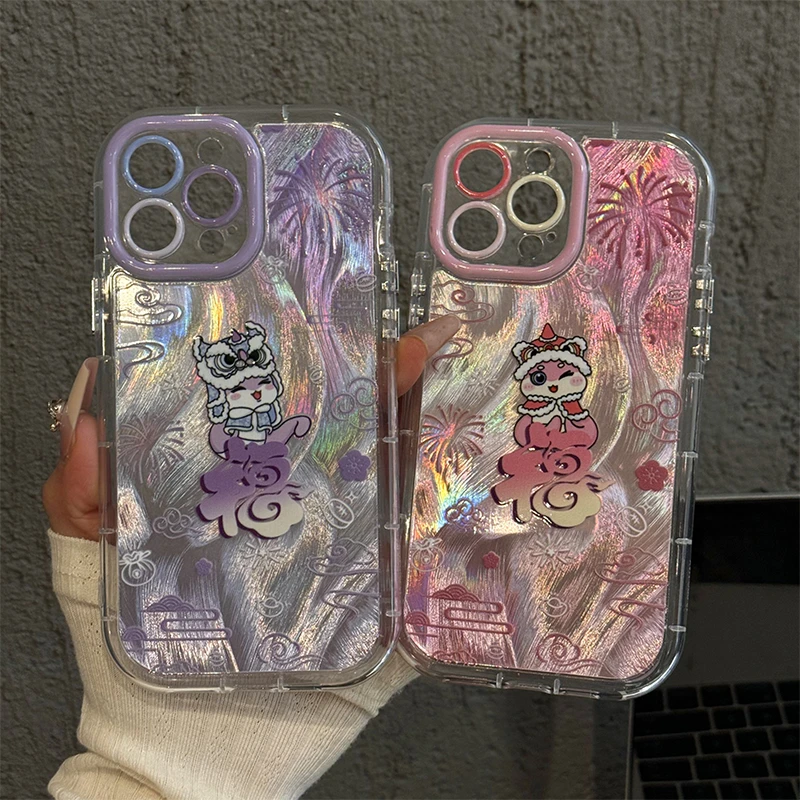 适用苹果16羽纱奶油手机壳iPhone15华为70紫福小蛇小众小米15新款