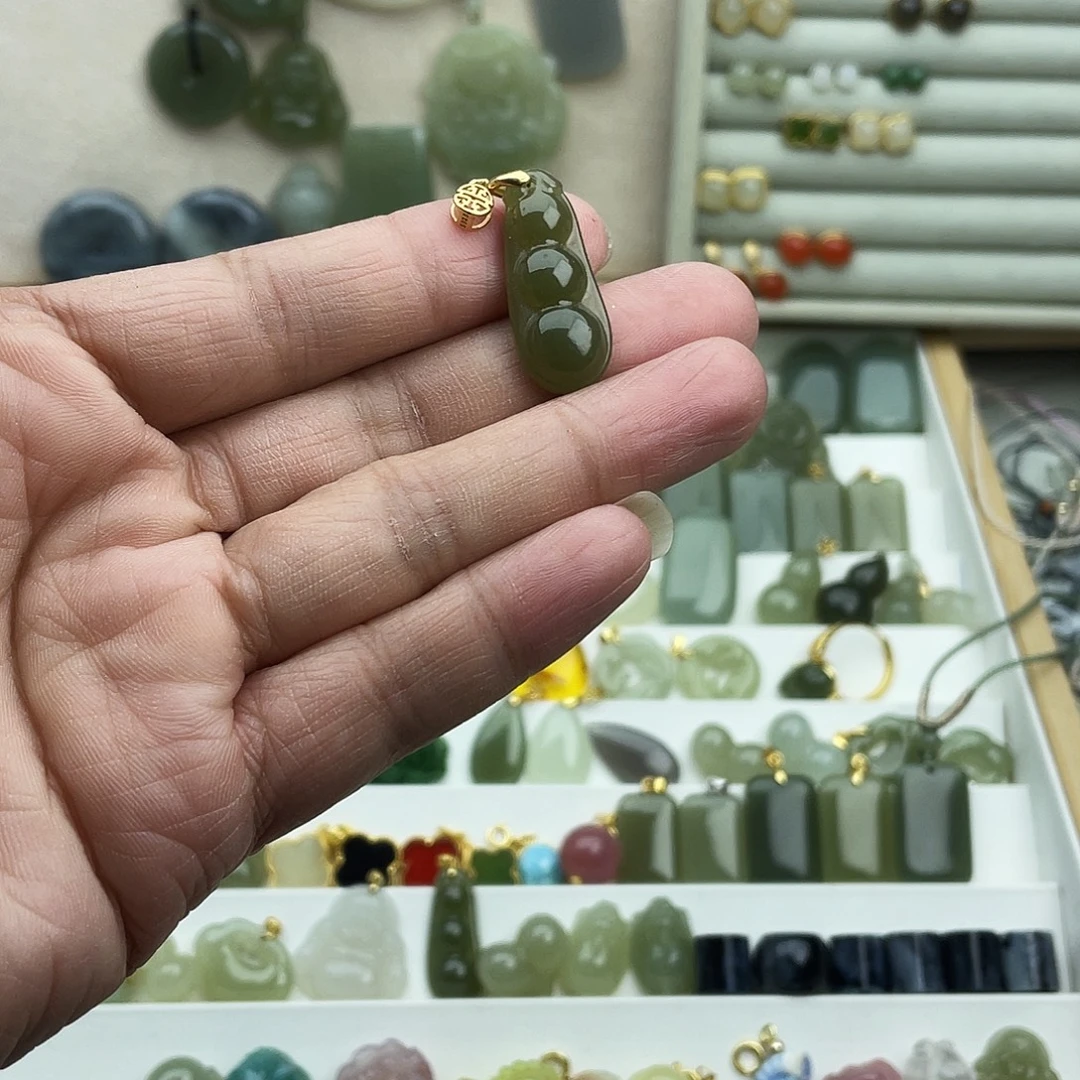 和田玉银S925镶嵌吊坠(不含链)