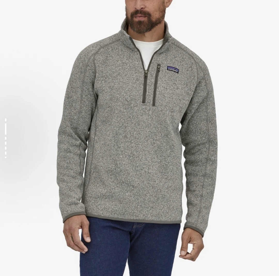 巴塔Better Sweater纯色半拉链套头抓绒夹克