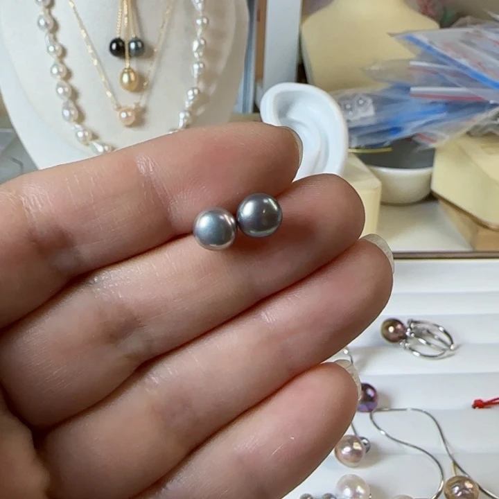 淡水珍珠怪色牛油果极光炫彩有正常纹银S925镶嵌依****2