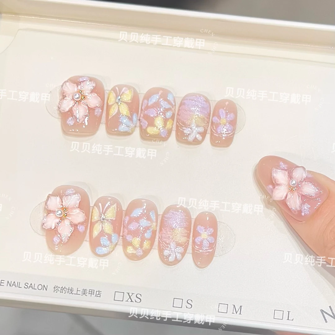 【春暖花开】原创新年款纯手工定制手绘显白气质百搭穿戴甲