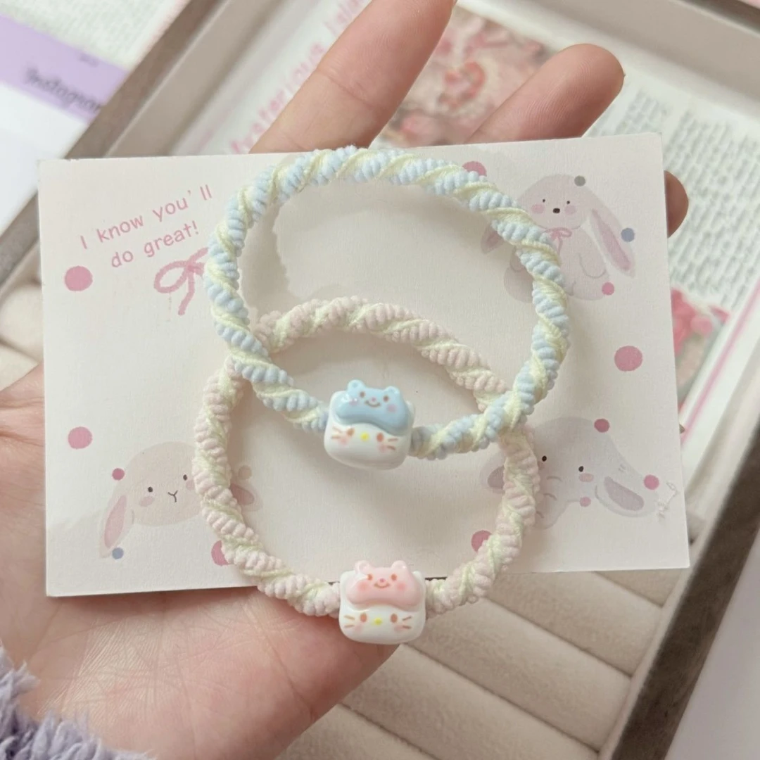 三丽鸥ins马卡龙色皮筋树脂头绳凯蒂发圈皮筋情侣百搭发饰学生