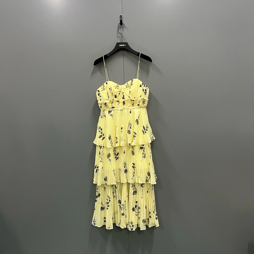 99新 self-portrait （zz） 花卉雪纺印花吊带连衣裙  012007