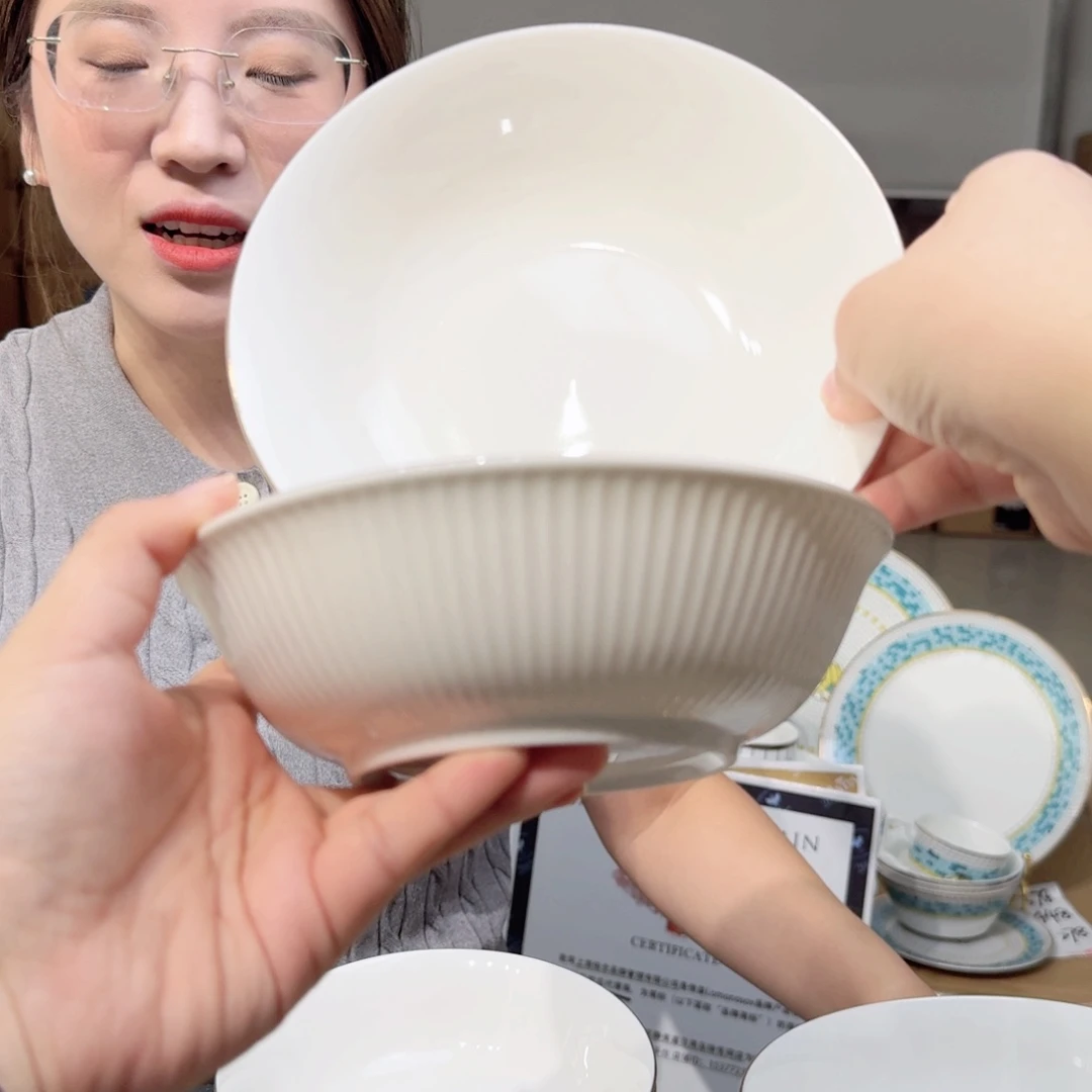 骨瓷7英寸饭碗18cm4个外贸骨瓷