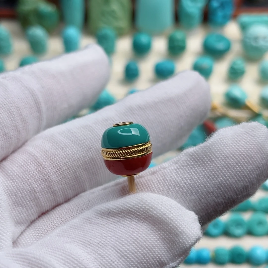 18K金镶嵌绿松石珠宝奇石