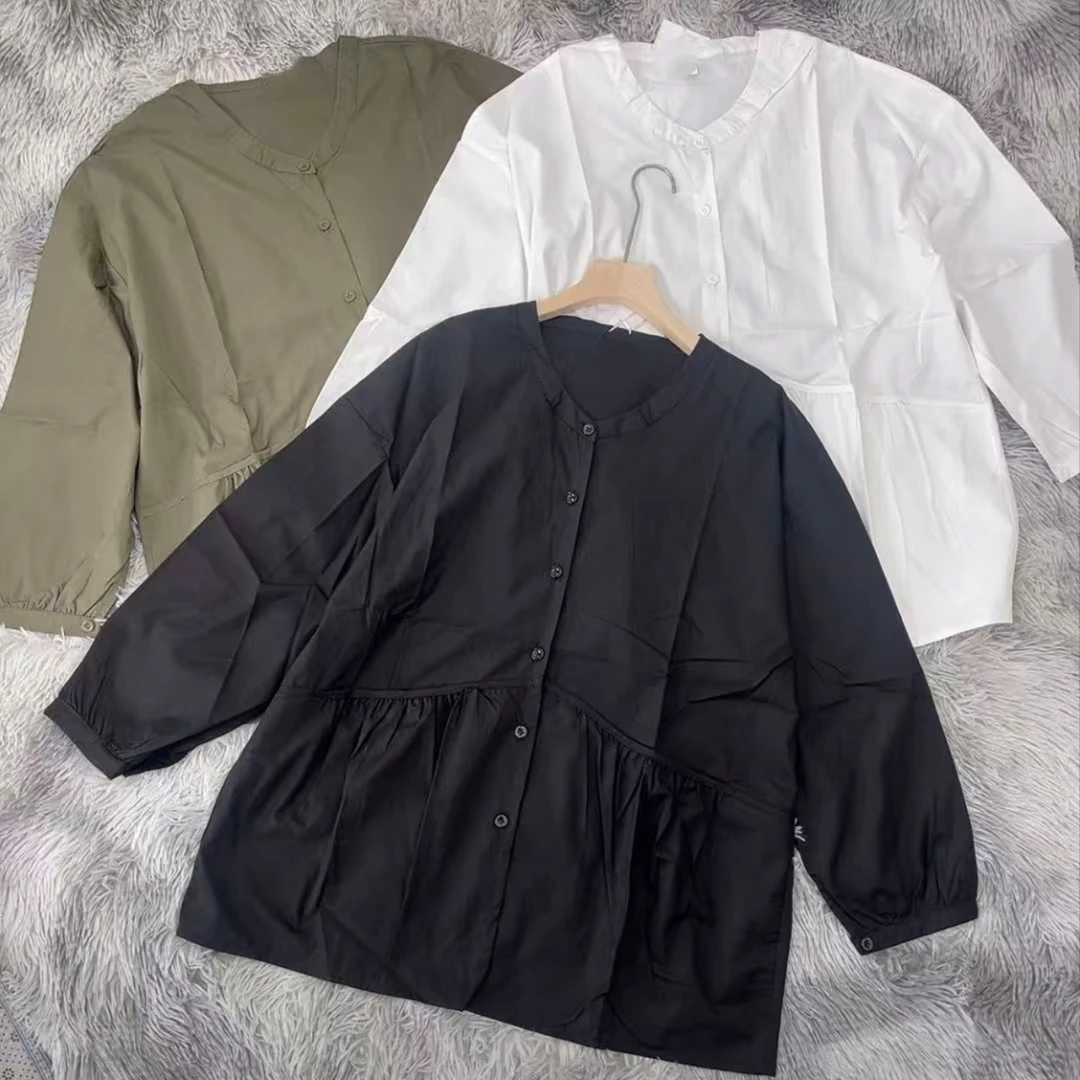 大码新款女士长袖衬衫外套设计感小众洋气宽松开衫春秋季上衣9809