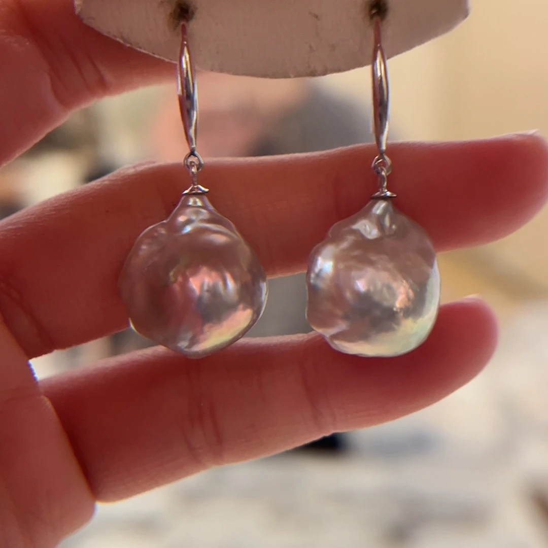 淡水珍珠耳饰银S925镶嵌