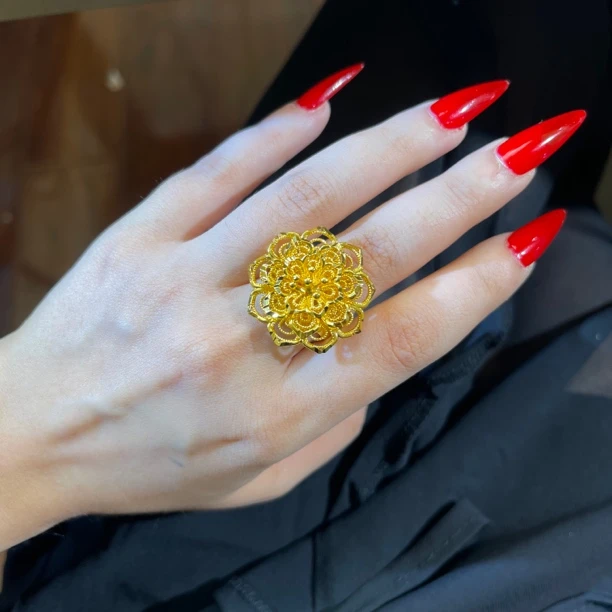 铜合金戒指 富贵花戒指