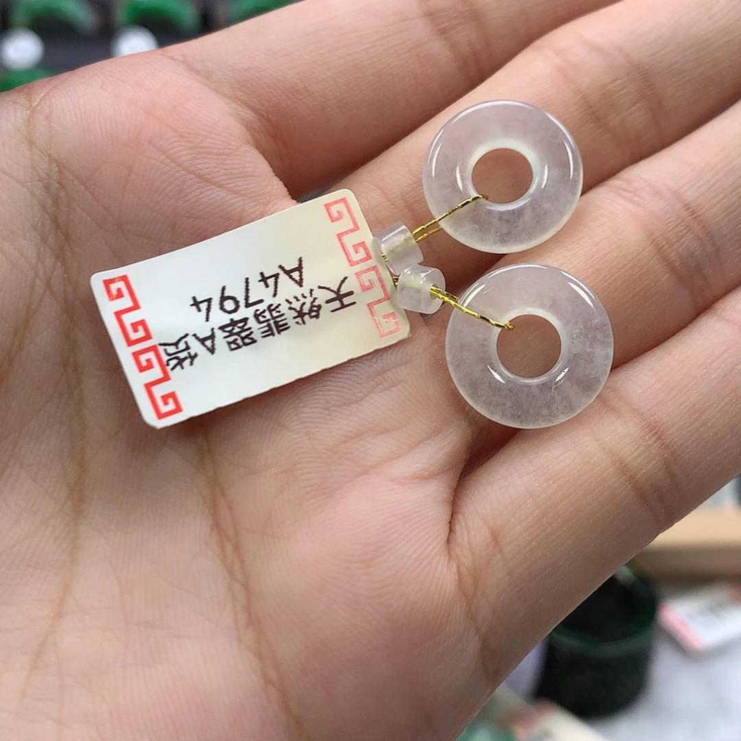 翡翠未镶嵌耳饰甜甜圈