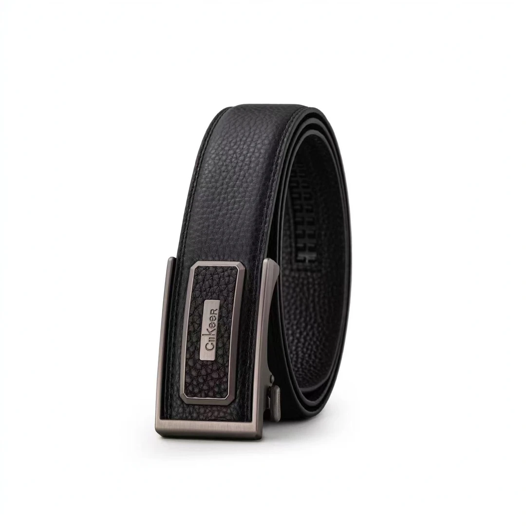 cllkeeR经典男士百搭天地盖内穿商务休闲时尚黑色真牛皮高档腰带