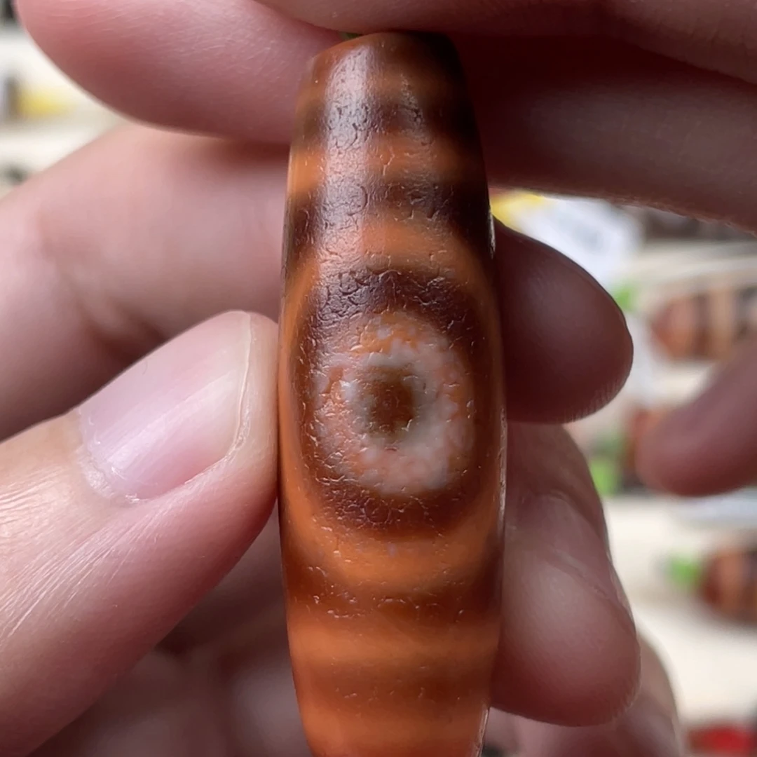 玛瑙/玉髓裸珠39.2 12.3 小卢天地眼中眼图腾天珠