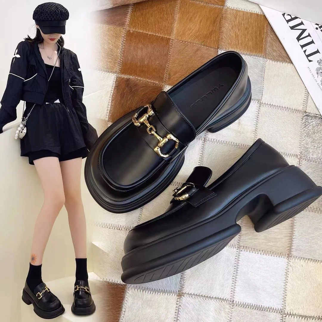 秋季乐福鞋小皮鞋女2025新款黑色英伦风小单鞋百搭厚底单鞋学院风