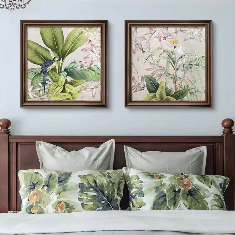 卧室画床头挂画植物花卉主卧装饰画女孩房床头画背景墙装饰5050*2