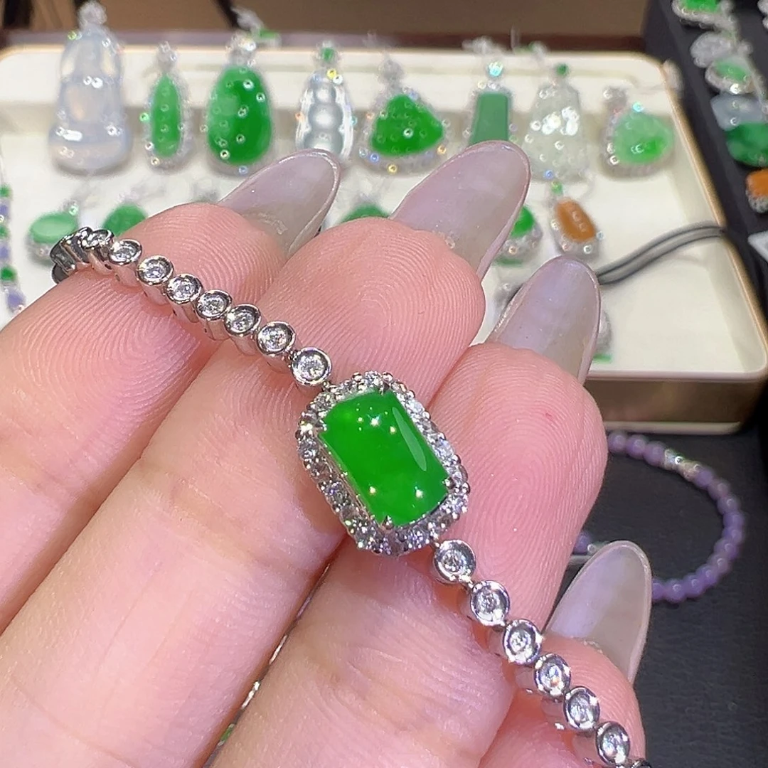 翡翠18K金镶嵌手链翡翠