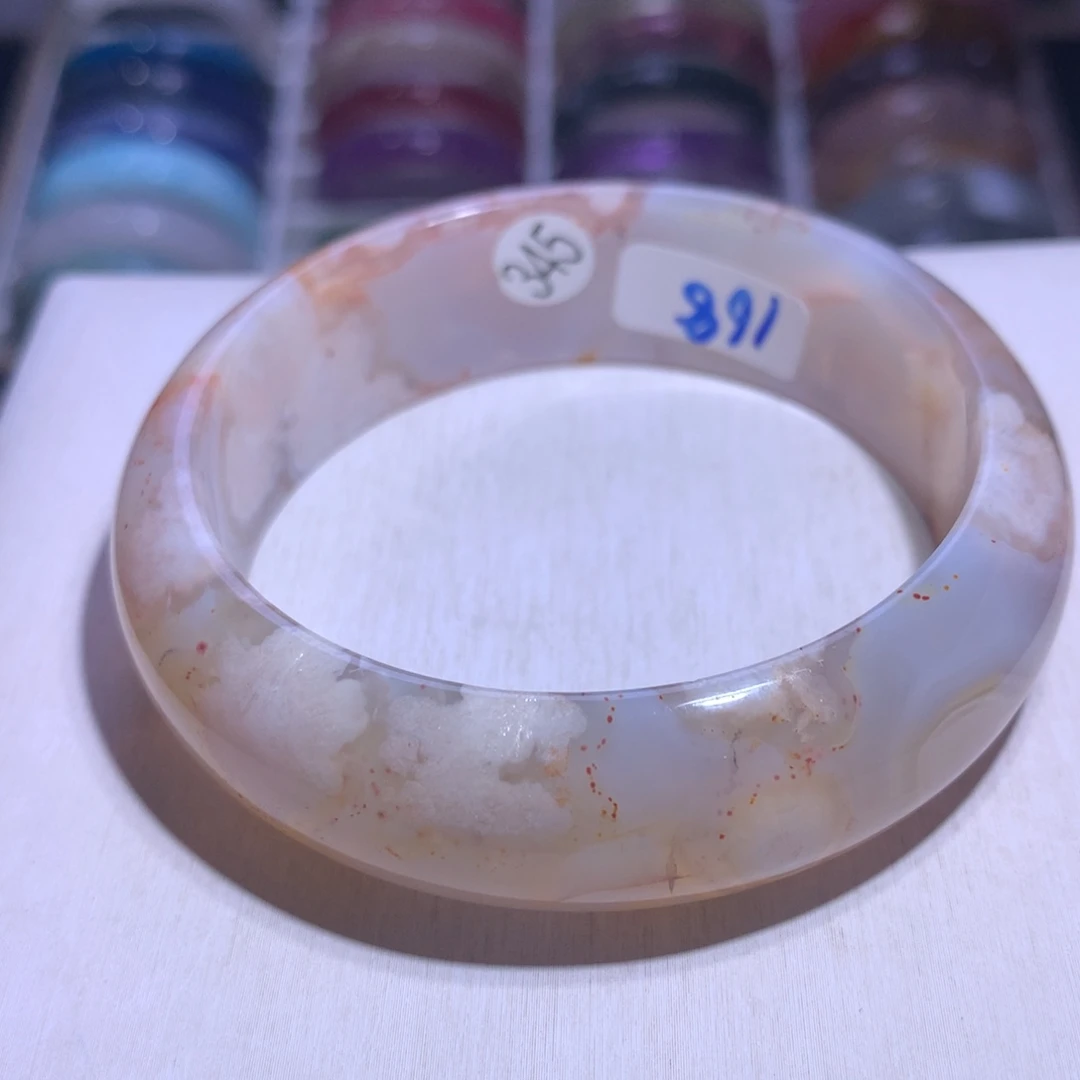 银S925镶嵌水晶手镯樱花玛瑙62.4圈345