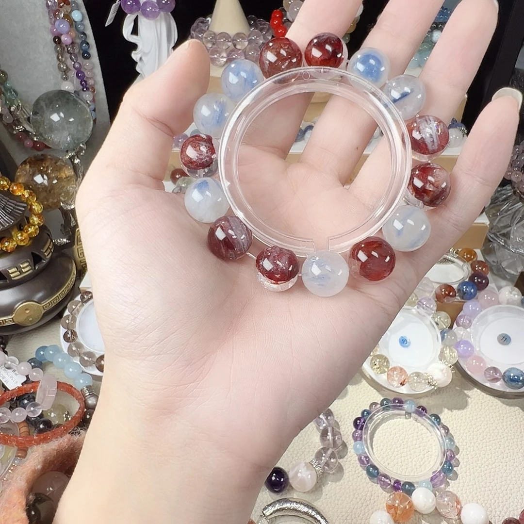 非金属牛血红胶花 玉化蓝晶