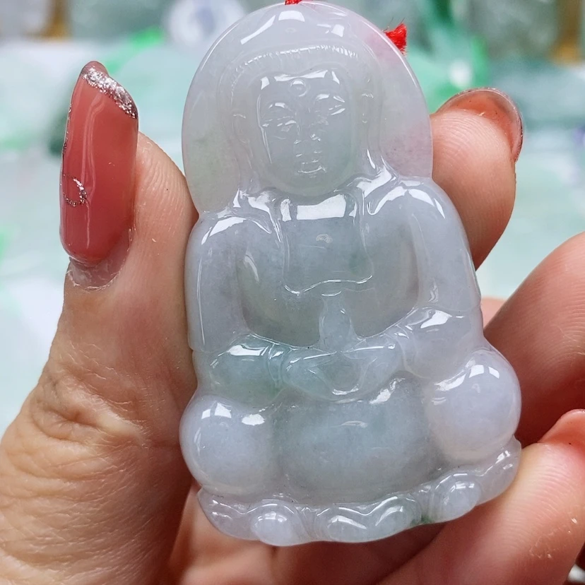 【闪购商品】翡翠颈饰未镶嵌天然翡翠A货观音