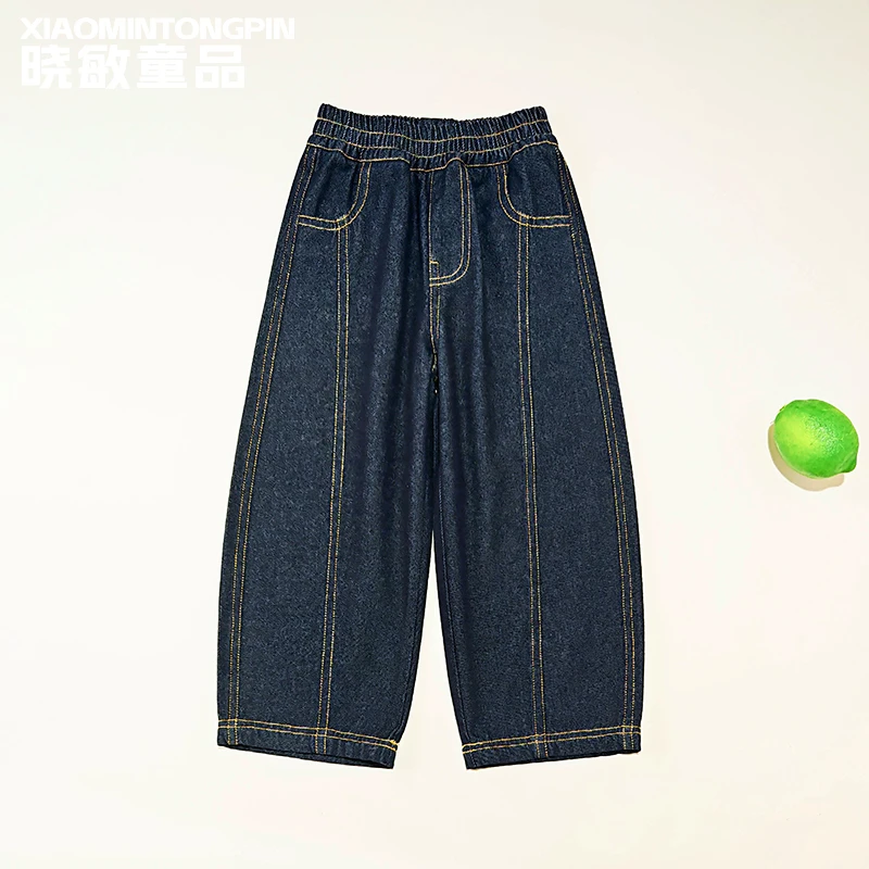儿童黄线拼接牛仔裤XM3062