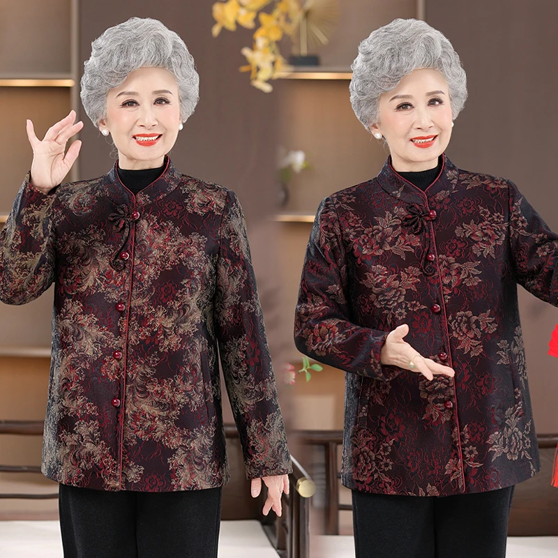 老年人秋装外套妈妈春秋上衣奶奶女装60-80岁老太太唐装2025新款