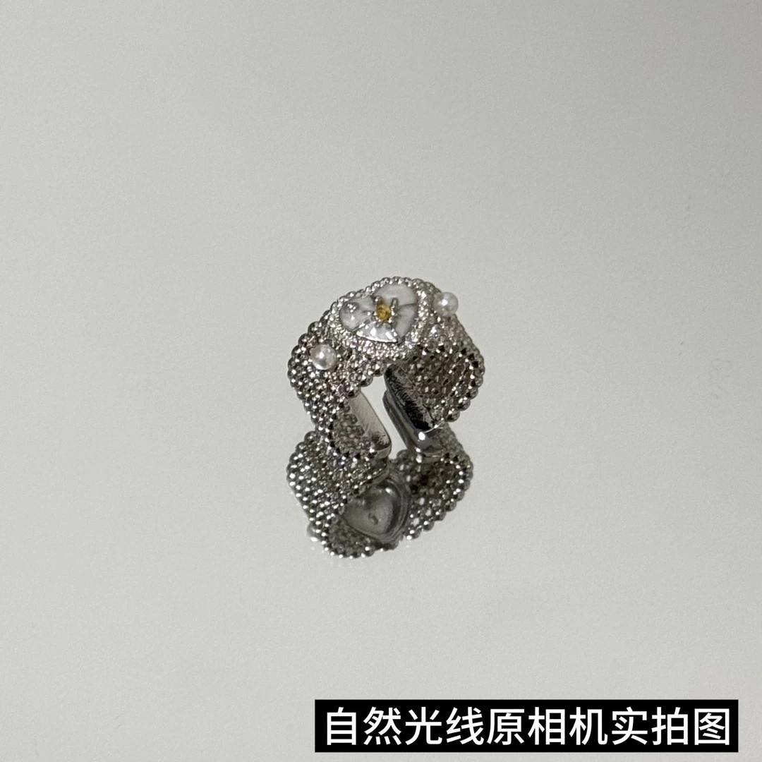 铜合金戒指 最最最新款！！重工多层白色滴油爱心戒指