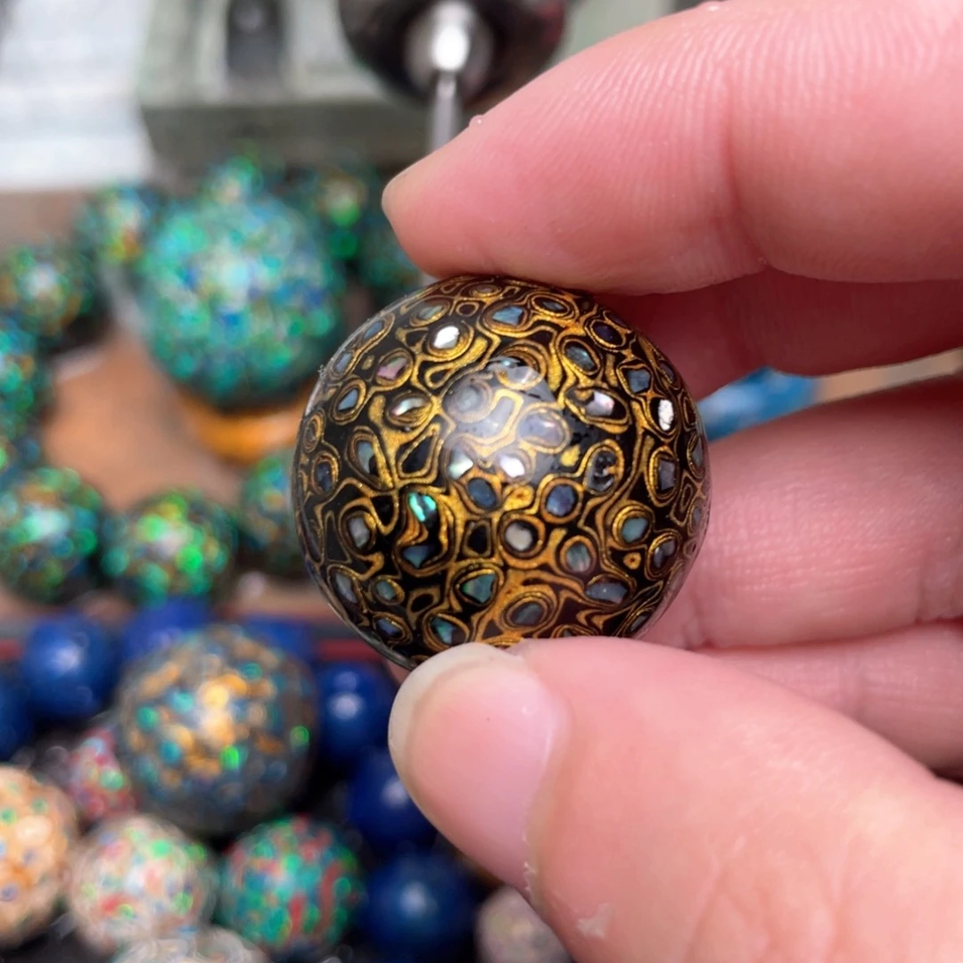 T***.大漆手作工艺珠子25满螺