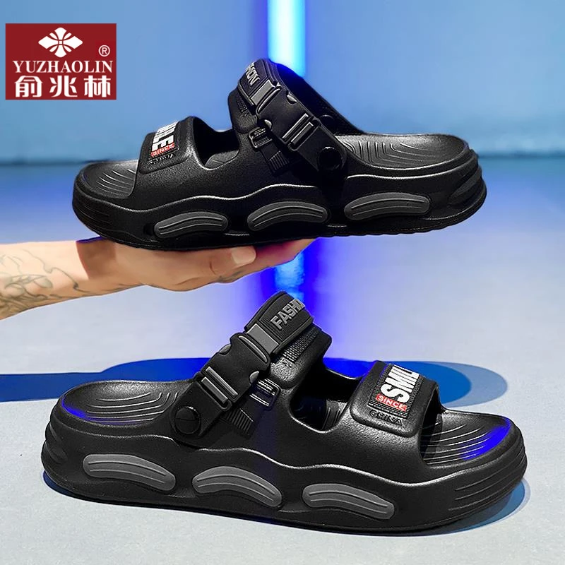 俞兆林椰子拖鞋男夏季外穿防滑防臭软底运动开车两用沙滩大码凉鞋