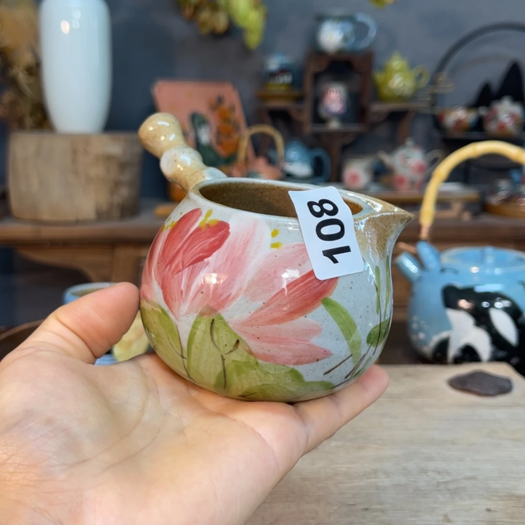 壶素浅陶瓷手工手绘